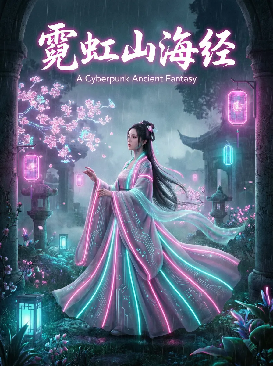 潦草电影 古风奇缘短剧 - 霓虹山海经海报
